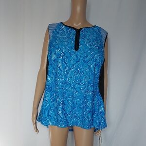 Angel‎ Season Plus Size one Piece Swimsuit  From Zipper Closure Blue Black  5XL